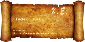 Kladek Ervin névjegykártya